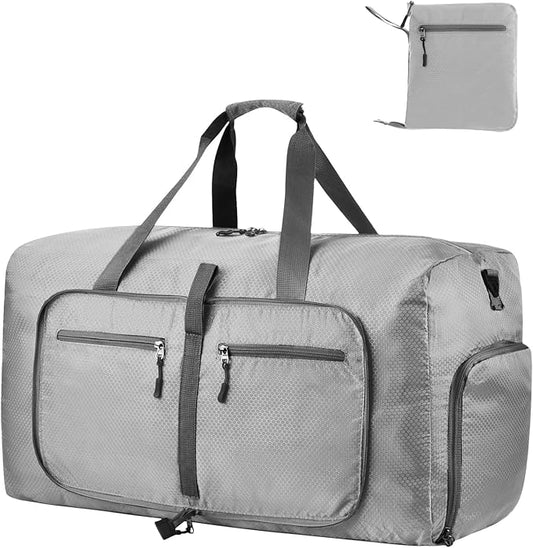 Dimayar Travel Duffle Bag for Men Women - Foldable Duffel Bag with Shoes Compartment - Overnight Bags Waterproof & Tear Resistant(115L,Space Gray)