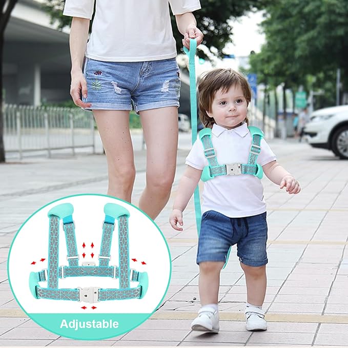 Accmor Toddler Harness Leash, Reflective Kid Harness with Anti Lost Wrist Link, Harness Leash for Toddlers, Child Walking Harness Kids Leash Wristband Belt with Lock for Baby Boys Girls to Outdoor