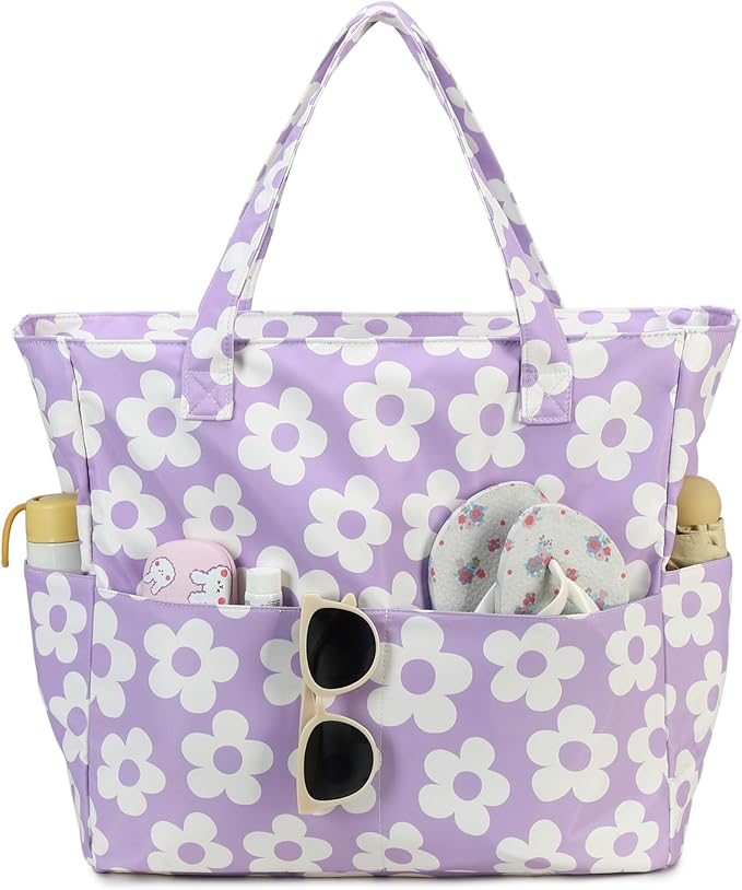 Beach Pool Bags Tote for Women Ladies Large Gym Tote Carry On Bag With Wet Compartment for Weekender Travel Waterproof