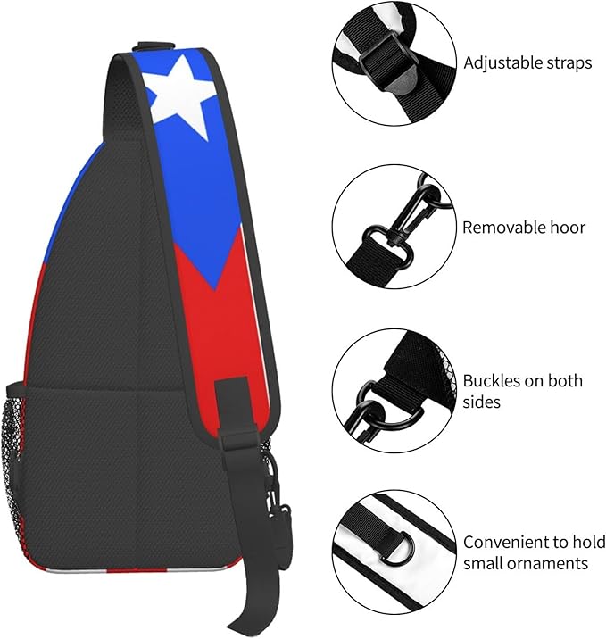 GJXFLSY Puerto Rico flag Sling Backpack Crossbody Bag Casual Chest Bags Travel Hiking Daypack Shoulder Bag for Women Men
