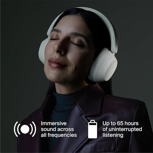 Clemm Ambience Over-Ear Headphones with Microphone, Noise Cancelling and Transparency Mode, 65H Playtime, Memory Foam, Ivory