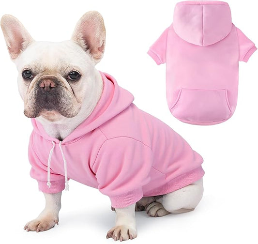 BAOBICUTE Dog Basic Hoodie Soft Dog Clothes Cold Weather Sweaters for Medium Large Dogs Cozy Fabric Warm Sweatshirt with Leash Hole (Pink, L (Back: 20.47",Chest: 28.35", Neck: 21.26"))