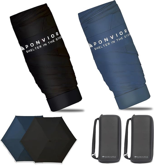 Compact Mini Windproof Travel Umbrella-UPF 50+ Sun & Rain Protection, Small Folding Design Fits in Pocket or Purse, Lightweight Portable with Case for Women, Men & Kids
