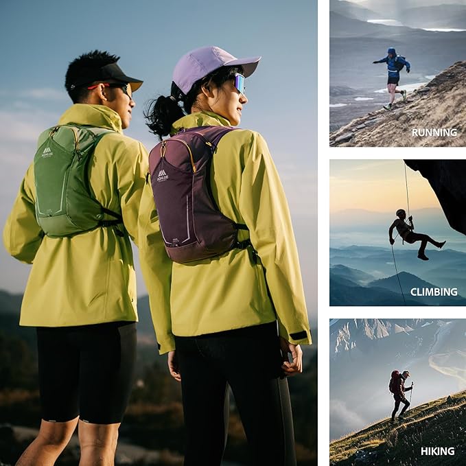 AONIJIE Running Hydration Vest for Men & Women, 8L Hydration Backpack, Multiple Pocket Designs for Water Bottles/Bladders, Lightweight Breathable for Hiking, Climbing, Marathon & Cycling - Green