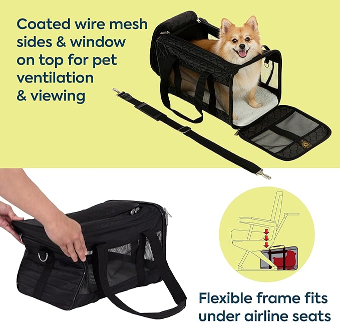 Sherpa Original Deluxe Travel Pet Carrier, Airline Approved & Guaranteed On Board - Black Lattice, Medium
