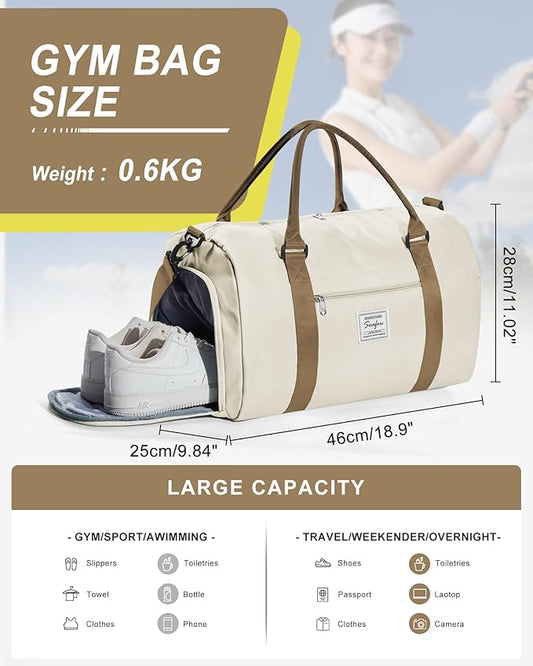 Gym Bag Womens,Travel Duffel Carry on Bag Sport Tote Bag Weekend Overnight Bag