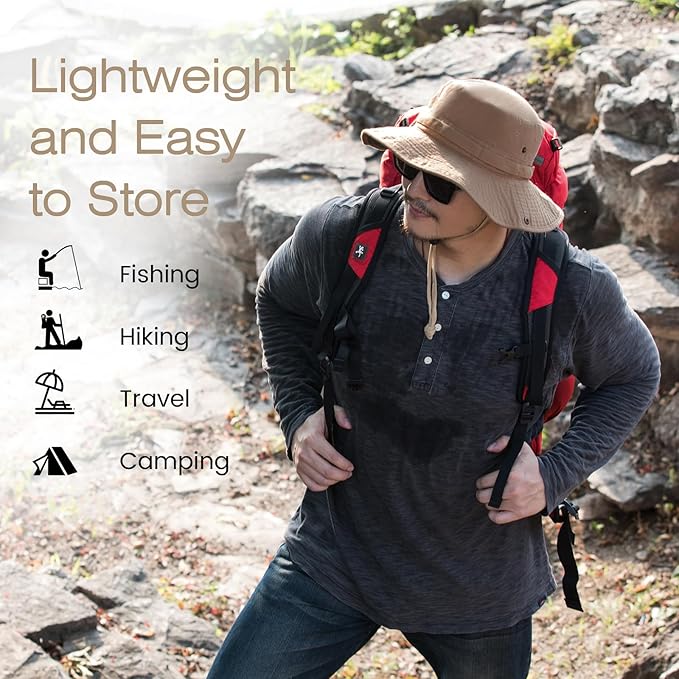Bucket Hat Wide Brim UV Protection Sun Hat Boonie Hats Fishing Hiking Safari Outdoor Hats for Men and Women
