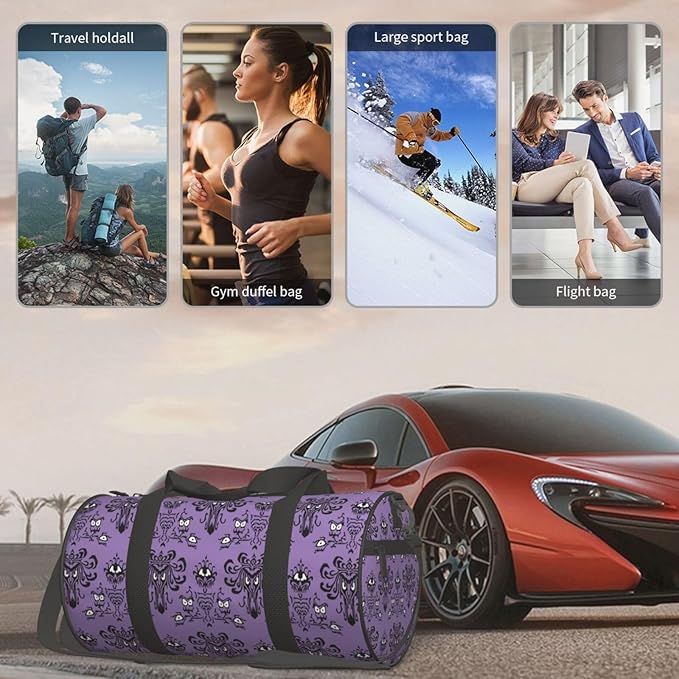 Haunted the Mansion Sports Gym Duffel Bag for Men Women Weekender Travel Workout Training Handbag Water Resistant