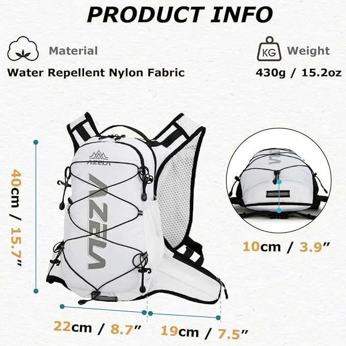 YAPJEB Lightweight Hydration Pack Backpack Vest, Optional 1.5L 2L BPA Free Water Bladder - Leakproof Breathable for Men Women Running Hiking Cycling Marathon