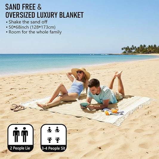 Boho Beige Throw Blanket Bedroom Living Room Accessories Sofa Couch Chair Essential Bohemian Aztec African Southwest Neutral White Fall Antique Vintage French Country Primitive Cottage Nursery Decor