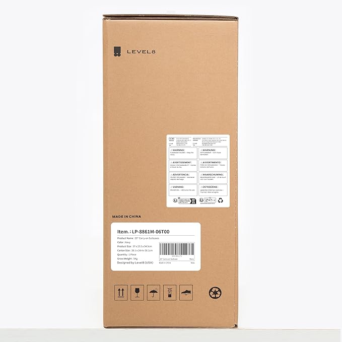 LEVEL8 Elegance Carry-on Suitcase, 20 Inch Carry on Luggage, Hardside Large Suitcases with Wheels, Tavel Bag with Tsa Lock, Navy Blue