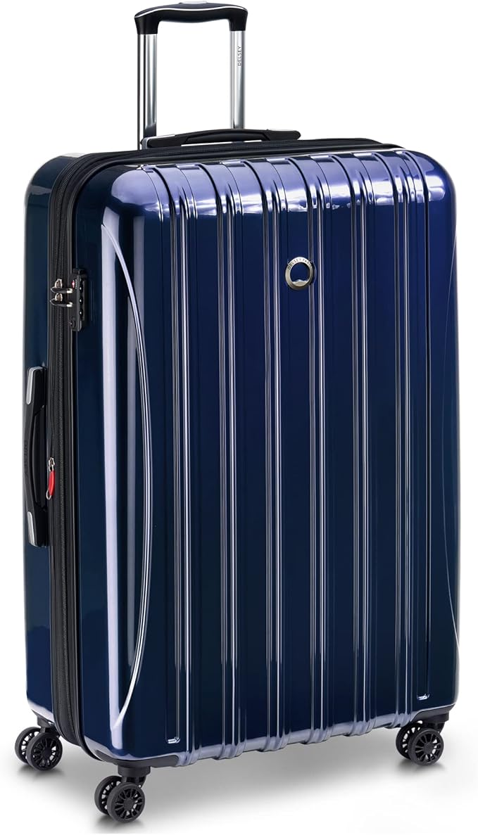 DELSEY PARIS Helium Aero Hardside Expandable Luggage with Spinner Wheels, Blue Cobalt, Checked-Large 28 Inch