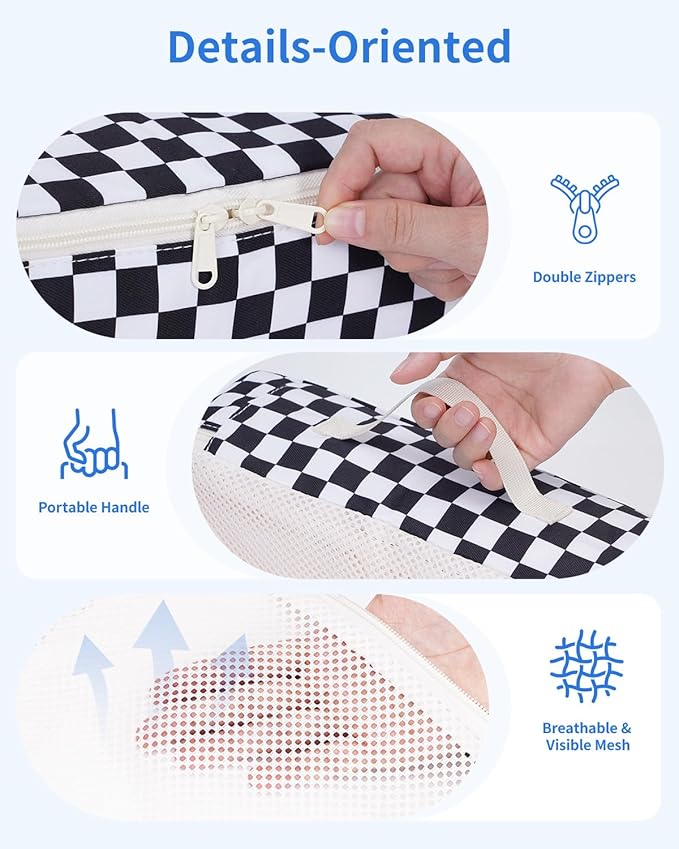 Narwey 7 Set Checkered Packing Cubes for Travel Carry on Suitcase Luggage Organizer Bags for Kids Women Men, Durable Packing Organizers Bag, Travel Essentials Accessories (Black Checkerboard)