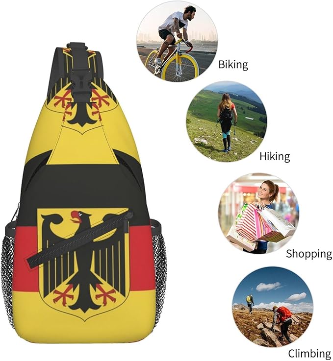 Germany Flag Sling Bag Multipurpose Crossbody Sling Backpack Travel Cycling Hiking Shoulder Bag For Women Men