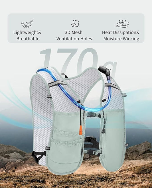 ECOHUB Running Hydration Vest Backpack,Lightweight Breathable Pack with 2L Water Bladder Bag Daypack for Hiking Trail Running Cycling Race Marathon for Women Men