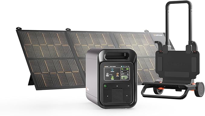 Enphase IQ PowerPack 1500 Advanced Portable Power Station with 200W Solar Panel and Cart, Generator with microinverter technology for home backup, camping, RVs