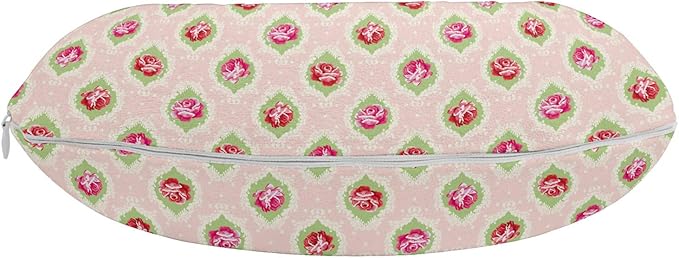 Ambesonne Shabby Flora Travel Pillow Neck Rest, Roses Damask Pattern Botanical Delicate Antique Old Fashioned Style Dotted, Memory Foam Traveling Accessory for Airplane and Car, 12", Green Magenta