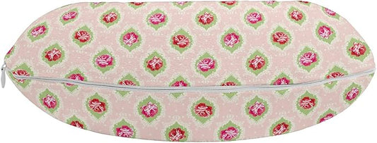 Ambesonne Shabby Flora Travel Pillow Neck Rest, Roses Damask Pattern Botanical Delicate Antique Old Fashioned Style Dotted, Memory Foam Traveling Accessory for Airplane and Car, 12", Green Magenta