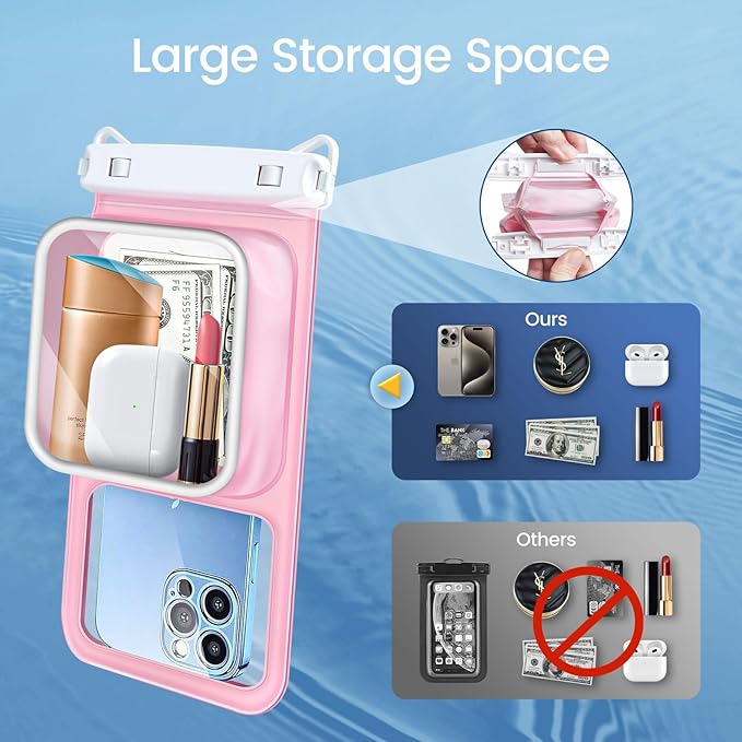 Niveaya [Floatable Floating Waterproof Phone Pouch 2 Pack-Up to 8.5", Large Space Adjustable Neck Lanyard Waterproof Phone Case, Phone Dry Bags for Vacation Beach Pool Kayak Cruise Travel Essentials