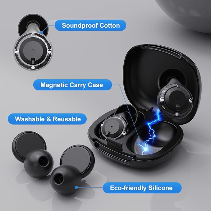Adjustable Noise Cancelling Earplugs - 3 Modes Noise Reduction Ear Plugs (17-35dB) for Sleeping, Snoring, Travel & Concerts | 7 Pairs Silicone Tips (XS/S/M/L) | Magnetic Carry Case | Black