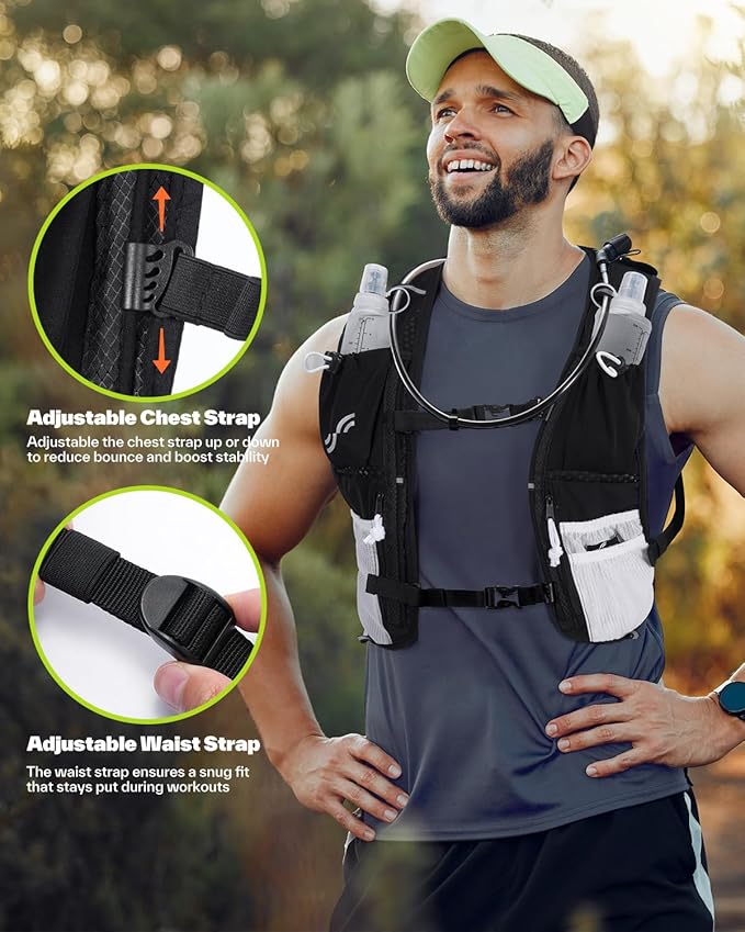 Sportneer Hydration Backpack: Running Vest with 1.5L Water Bladder & Reflective Strips - Lightweight Hydration Vest Backpack for Running Hiking Biking Cycling for Women Men