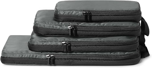 Amazon Essentials Ultralight Compression Packing Cubes Packing Organizer Grey check 4 pack Grey