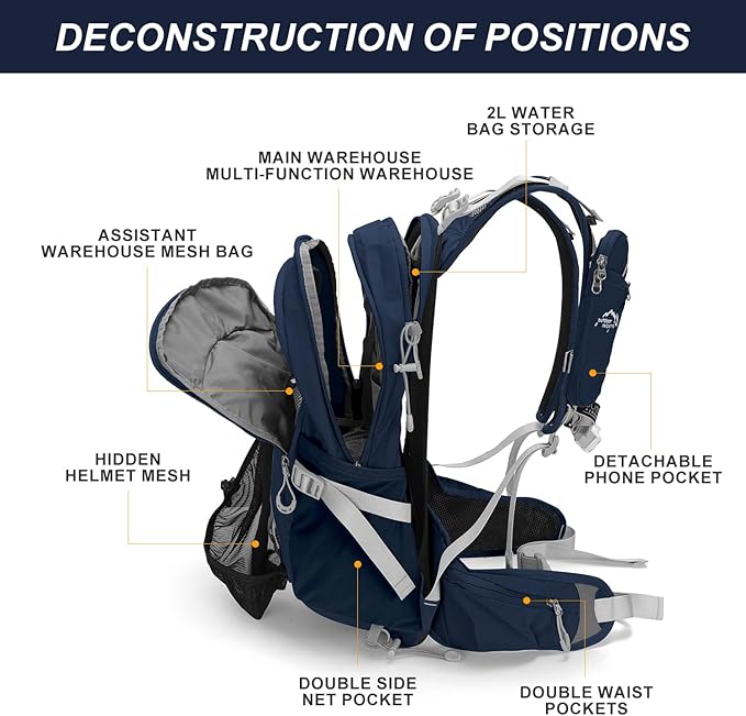 Hydration Pack,20L Hydration Backpack, Hiking Internal Frame Backpacks with 2L Hydration Water Bladder and Rain Cover, for Cycling,camping, hunting,Ski, Snow for Men, Women (dark blue)