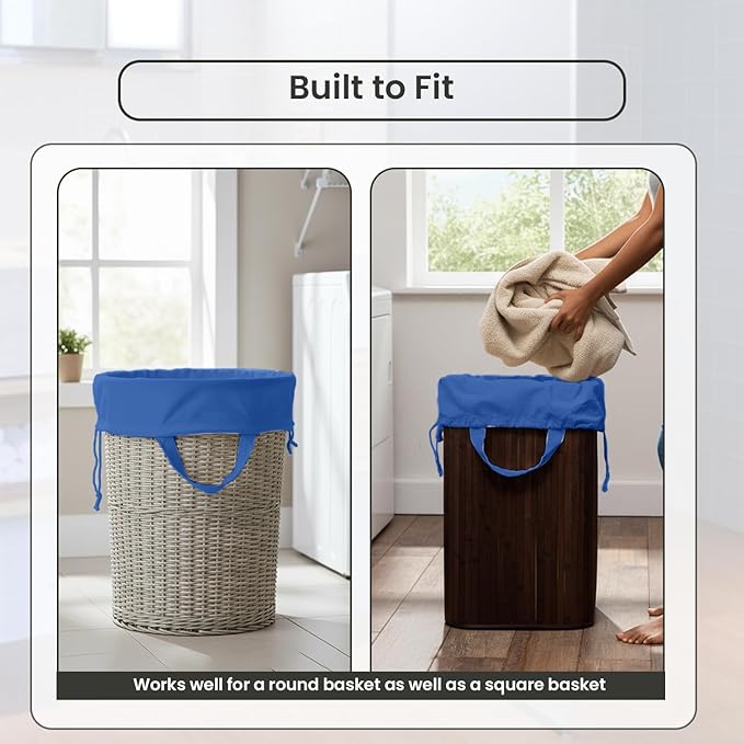 LFH Home Large Premium Cotton Canvas Laundry Bag with Drawstring and Handles Heavy Duty, Multi-Use, and Washable for Home, Travel, College or Storage 28x36 (Pack of 2)-Sky Blue