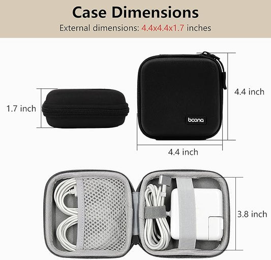 Charger Case for Macbook, Portable Tech Electronic Organizer Bag, Travel Storage Pouch for Laptop Accessories, MacBook Power Adapter, Charging Cords, USB, Power Bank (Black-Oxford, M)