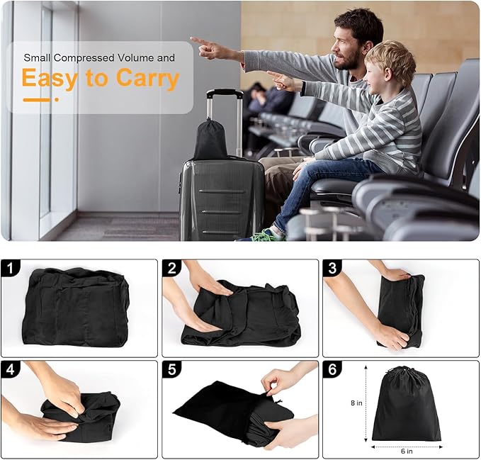 Maliton Inflatable Travel Foot Rest Pillow, Toddler Airplane Bed, Car Seat Foot Rest for Kids, Adjustable Height Leg Rest Pillow for Airplane, Home, Office(Black, 1 Pack)