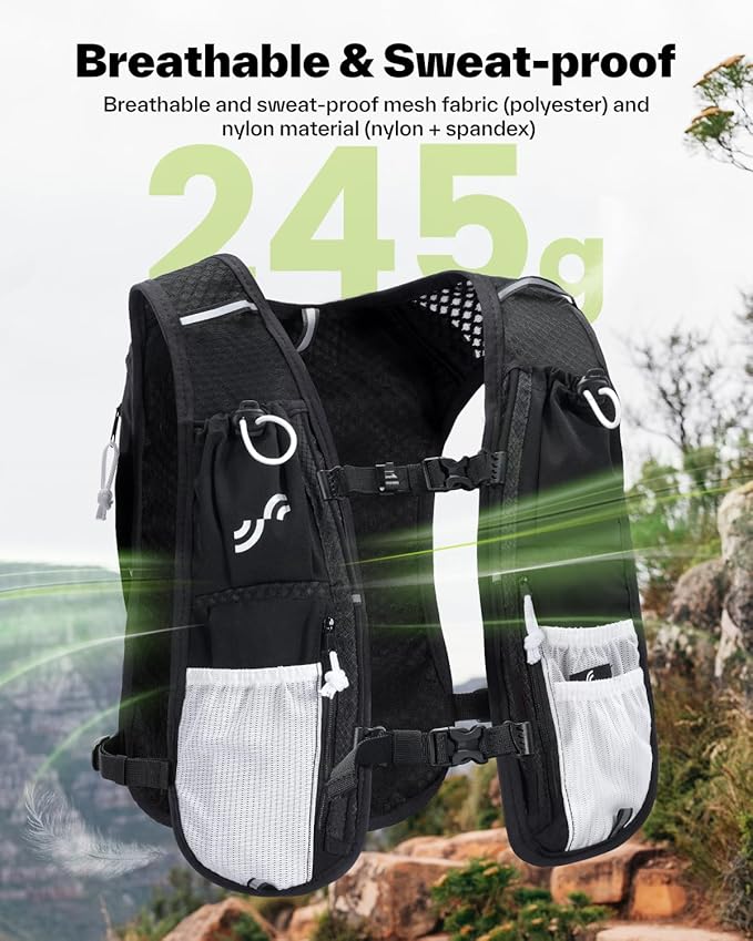 Sportneer Hydration Backpack: Running Vest with 1.5L Water Bladder & Reflective Strips - Lightweight Hydration Vest Backpack for Running Hiking Biking Cycling for Women Men