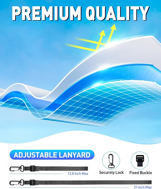 Hiearcool Waterproof Phone Pouch, Waterproof Phone Case with Crossbody Lanyard Compatible for iPhone 17 16 15 14 13 Pro Max Up to 8.3", Cellphone Dry Bag Travel Essentials for Beach -Clear-2Pack