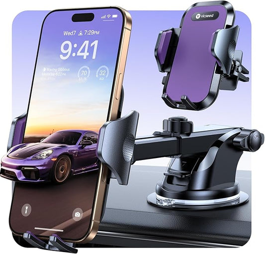 VICSEED [True Strongest Suction] [Rally Racing-Grade Stability] Phone Holders for Your Car 2025 Upgraded Car Phone Holder Mount Truck Stand Cradle for iPhone Samsung All Phones, Purple