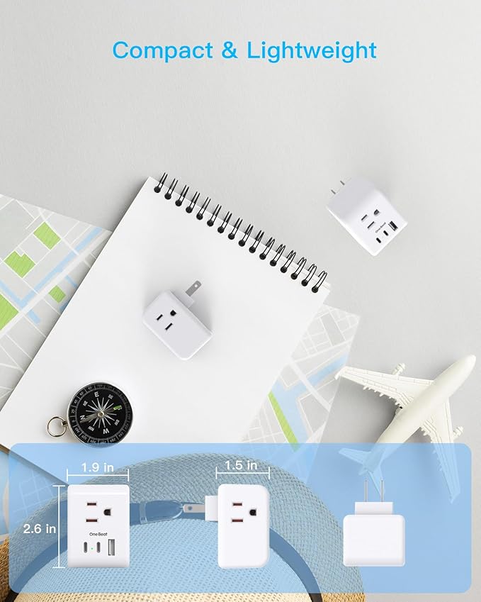 2 Pack US to Japan Plug Adapter, 2 Prong to 3 Prong Outlet Adapter with 3 Outlets 3 USB Ports(2 USB C), Type A Travel Power Converter Plug Adaptor for USA to Japanese Canada Mexico Philippines Peru