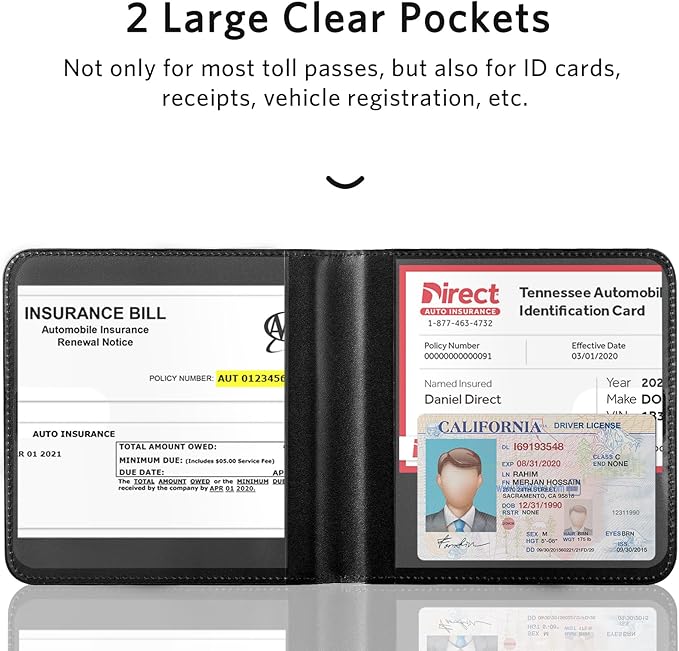 CoBak Car Registration and Insurance Holder - Small and Lightweight Vehicle Glove Box Car Organizer, Auto Truck Comparment Accessories Case for Essential Document, Driver License (Croco Black)