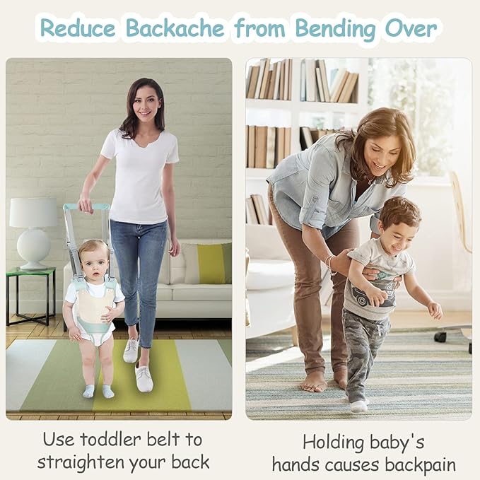 Baby Walker Breathable Baby Walking Harness Handheld Kids Walker Helper Toddler Infant Walker Harness Assistant Belt Pulling and Lifting Dual Use Walking Assistant Strap (Green 1)
