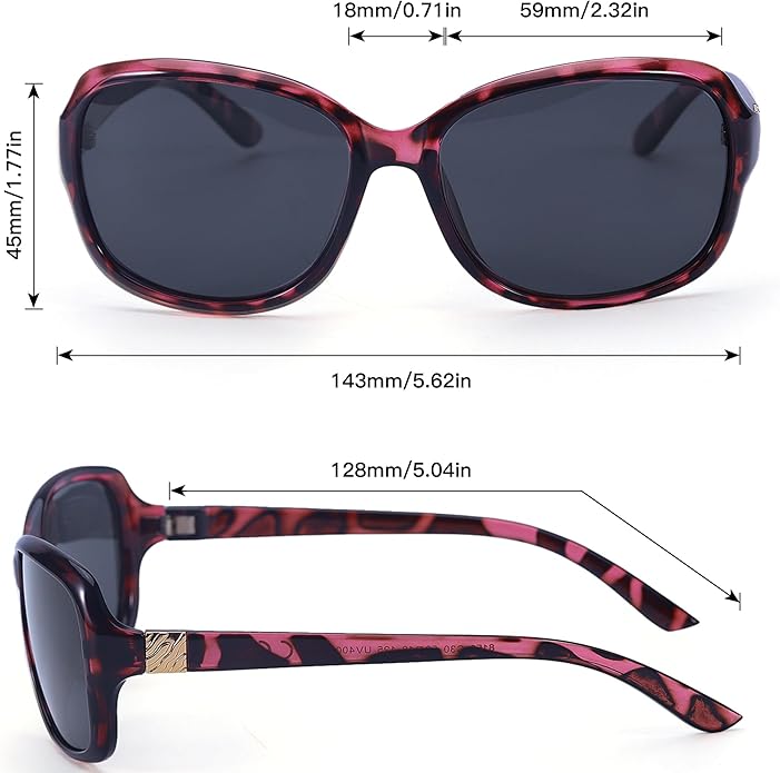 SIPHEW Polarized Sunglasses for Women | Vintage Square Sunglasses w UV400 Protection | Womens Wraparound Shade