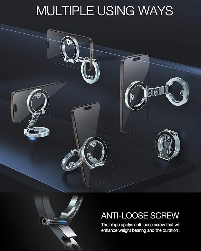 Dual Magnetic Phone Holder Compatiable with Magsafe for iPhone 16 15 14 13 12 Pro Max Plus Series, 1/4" Screw Tripod Mount, Gym Magnetic Phone Stand Travel(Silver)