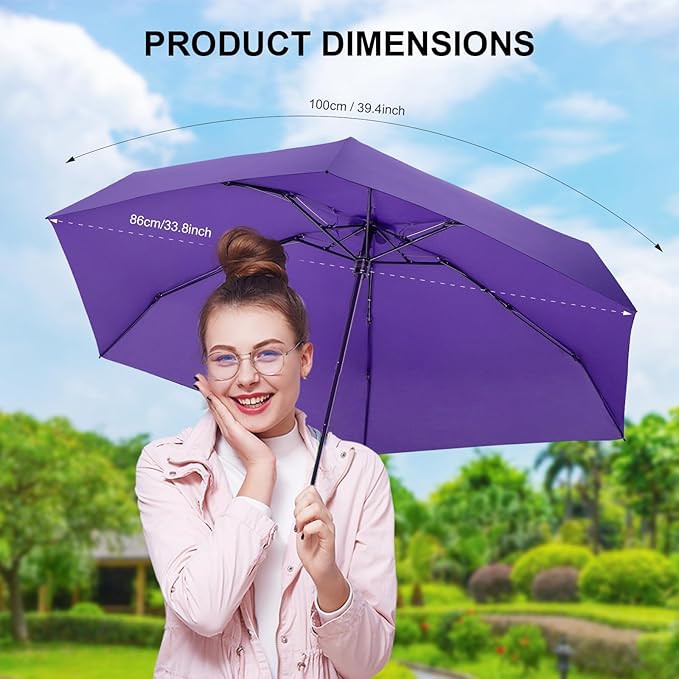 LEAGERA Compact Travel Umbrella with Case - Mini Umbrella for Purse, Small Lightweight &Tiny Design Perfect for Parasol Outdoor Sun&Rain Umbrellas