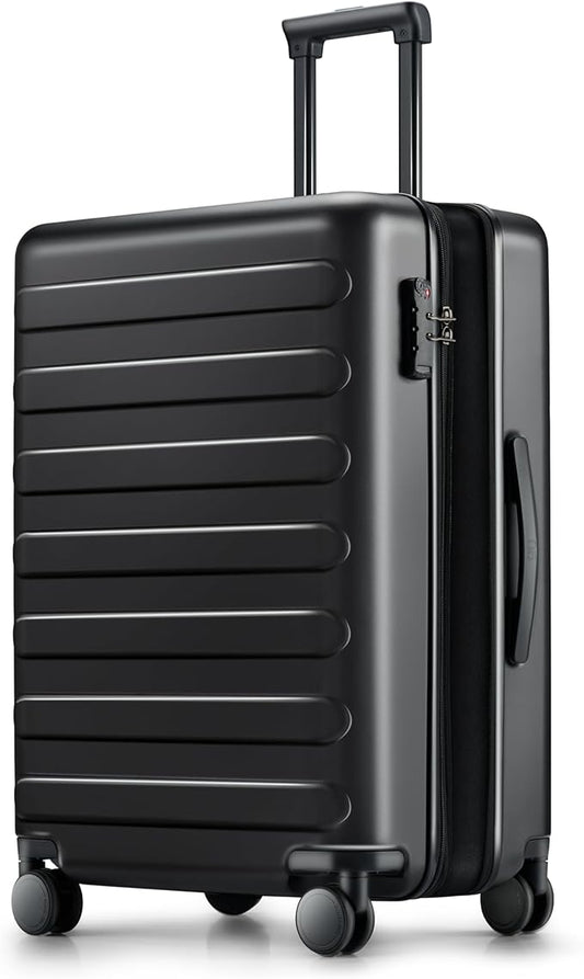 NINETYGO Luggage Sets 3 Piece, Carry On Luggage Airline Approved, Medium Large Checked Luggage with Spinner Wheels, Expandable, Hard Shell PC Suitcase Sets, TSA, 20in/24in/28in (Black, Rhine Max)