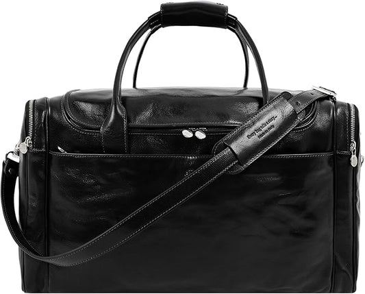 Leather Duffel Bag Weekend Bag Gym Large Travel Bag - Time Resistance