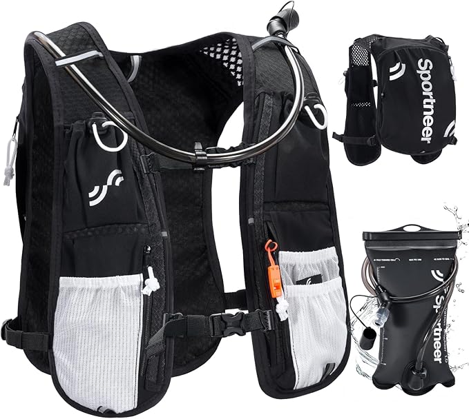 Sportneer Hydration Backpack: Running Vest with 1.5L Water Bladder & Reflective Strips - Lightweight Hydration Vest Backpack for Running Hiking Biking Cycling for Women Men
