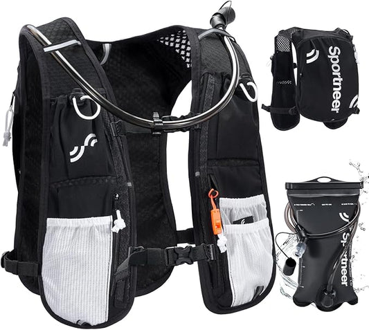 Sportneer Hydration Backpack: Running Vest with 1.5L Water Bladder & Reflective Strips - Lightweight Hydration Vest Backpack for Running Hiking Biking Cycling for Women Men