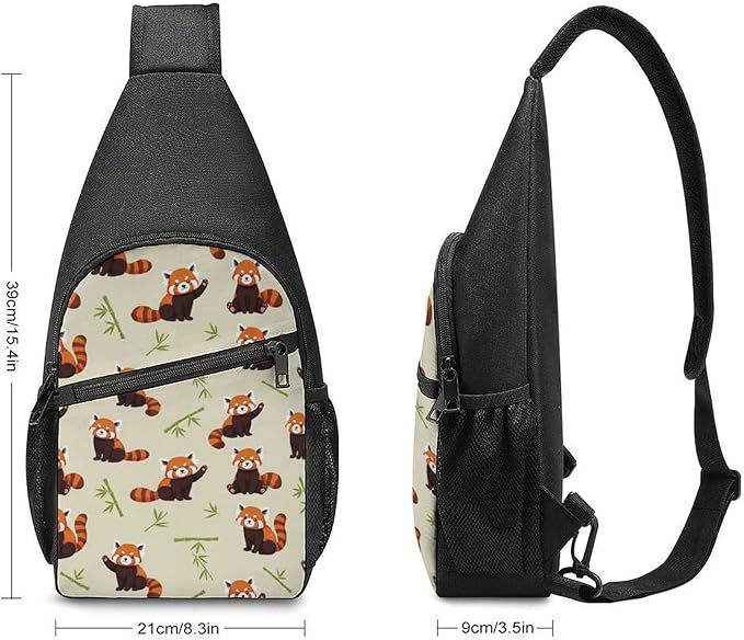 SWEET TANG Elegant Chest Cross Body Bag Red Panda Art Sling Shoulder Backpack for Women, Adjustable and Comfortable Gym Sack, Anti Theft Cycling Traveling Hiking Daypack