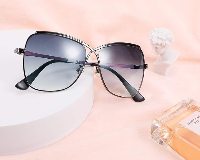 FEISEDY Womens Cute Sunglasses Oversized Butterfly X Shape Design Cateye Lady Sunglasses B2738