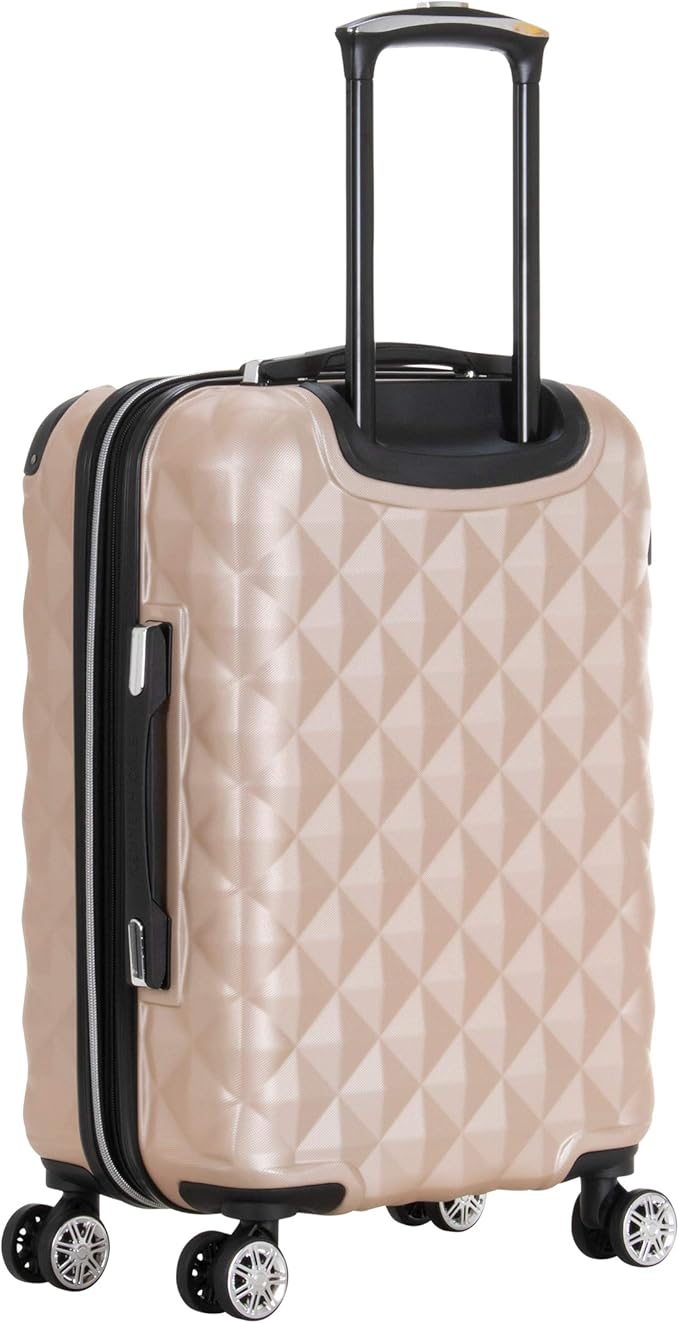 Kenneth Cole REACTION Diamond Tower Collection Lightweight Hardside Expandable 8-Wheel Spinner Travel Luggage, Rose Gold, 20-Inch Carry On