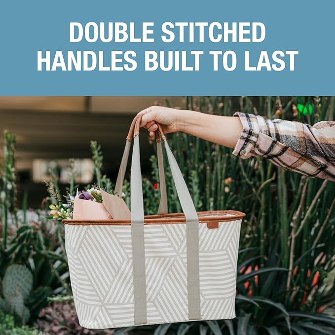 CleverMade EcoBasket Reusable Grocery Tote - Collapsible Storage Shopping Organizer - Heavy Duty Utility Bag Home