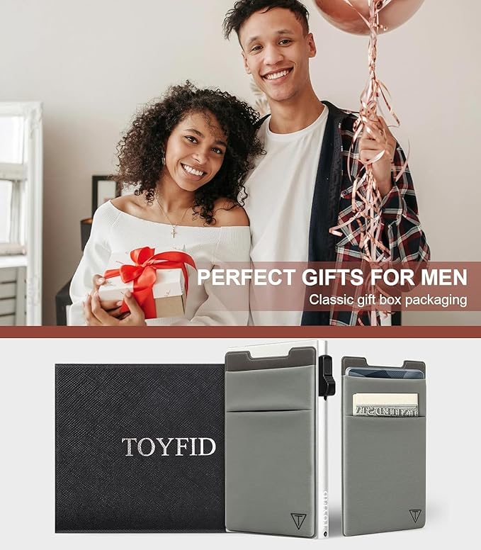 Slim Wallet for Men and Women,Pop Up Credit Card Wallet Metal Minimalist Cards Holder with Money Pocket,Small Ultralight Aluminum RFID Blocking Wallets 6-12 Card Capacity,Silver