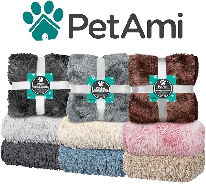 PetAmi Waterproof Dog Blanket for Large Dog, Calming Pet Blanket Bed Couch Cover Protector, Washable Sherpa Faux Fur Throw for Sofa Furniture Protection, Soft Fluffy 60x80 Tie-Dye Brown