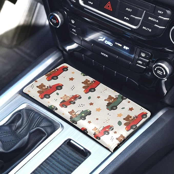 Bolaz Car Bear Car Registration and Insurance Holder Leather Vehicle Document Glove Box Organizer for License Cards Accessories